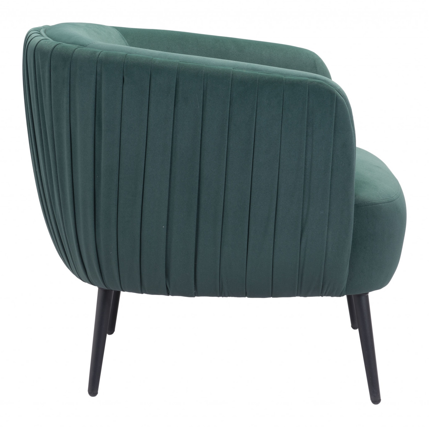Sammy Dark Green And Black Velvet Barrel Chair