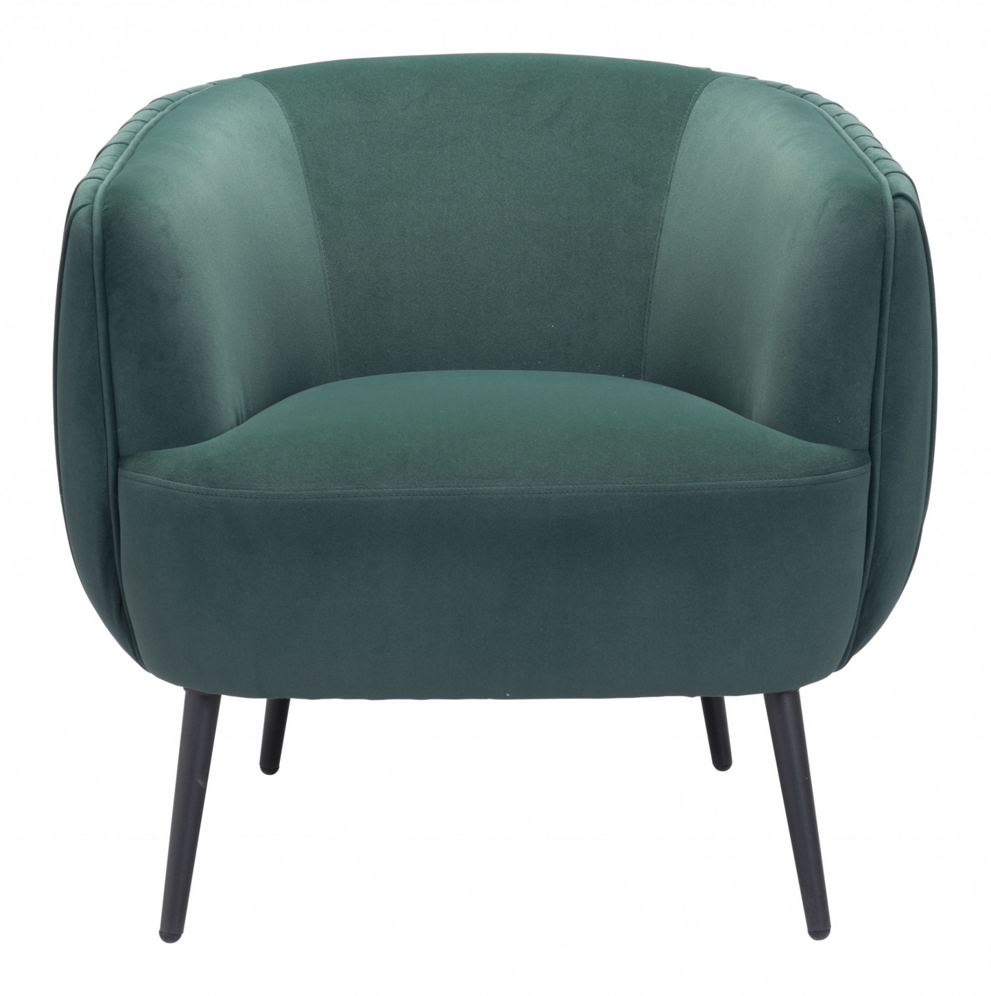 Sammy Dark Green And Black Velvet Barrel Chair