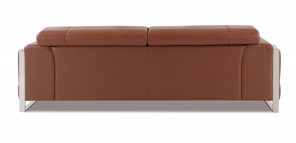 Zaire Camel And Silver Genuine Leather Sofa