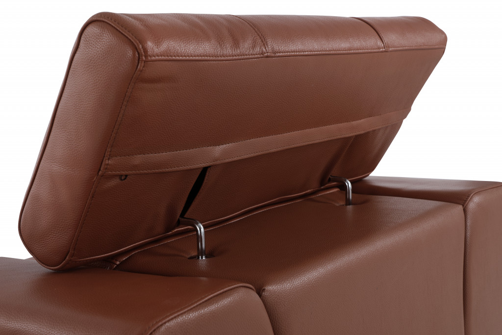 Zaire Camel And Silver Genuine Leather Sofa