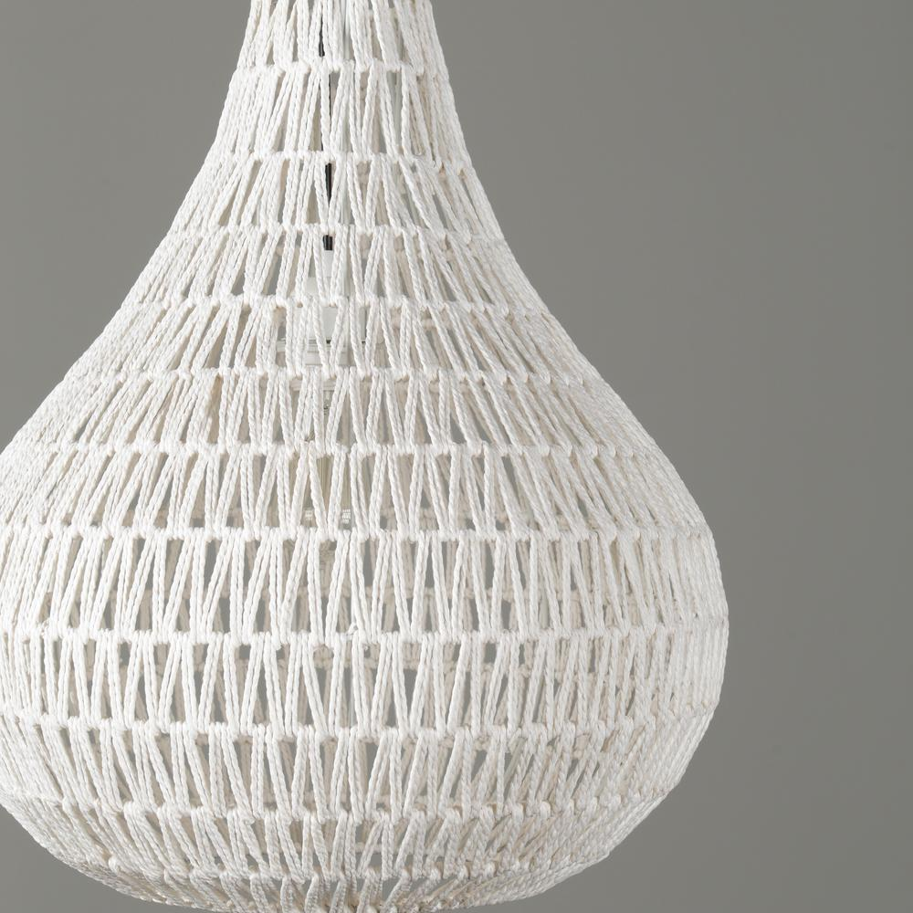 Quaid 1-Light Woven White Pendant By Kosas Home