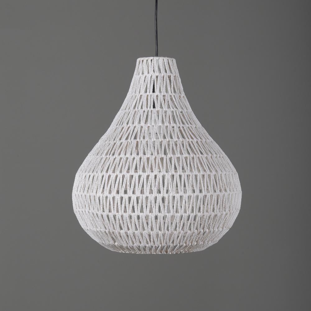 Quaid 1-Light Woven White Pendant By Kosas Home