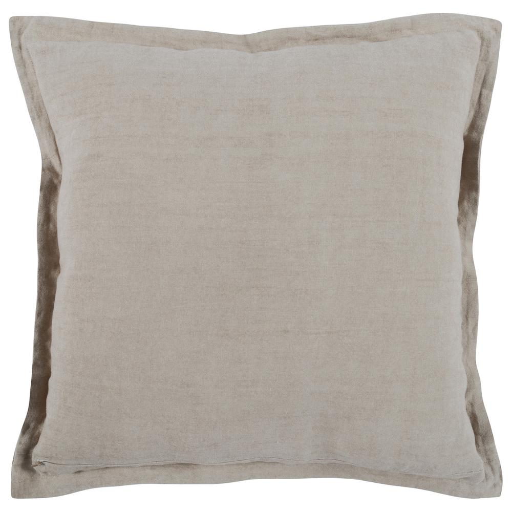 Amy 100% Linen 22" Square Throw Pillow in Natural Beige by Kosas Home