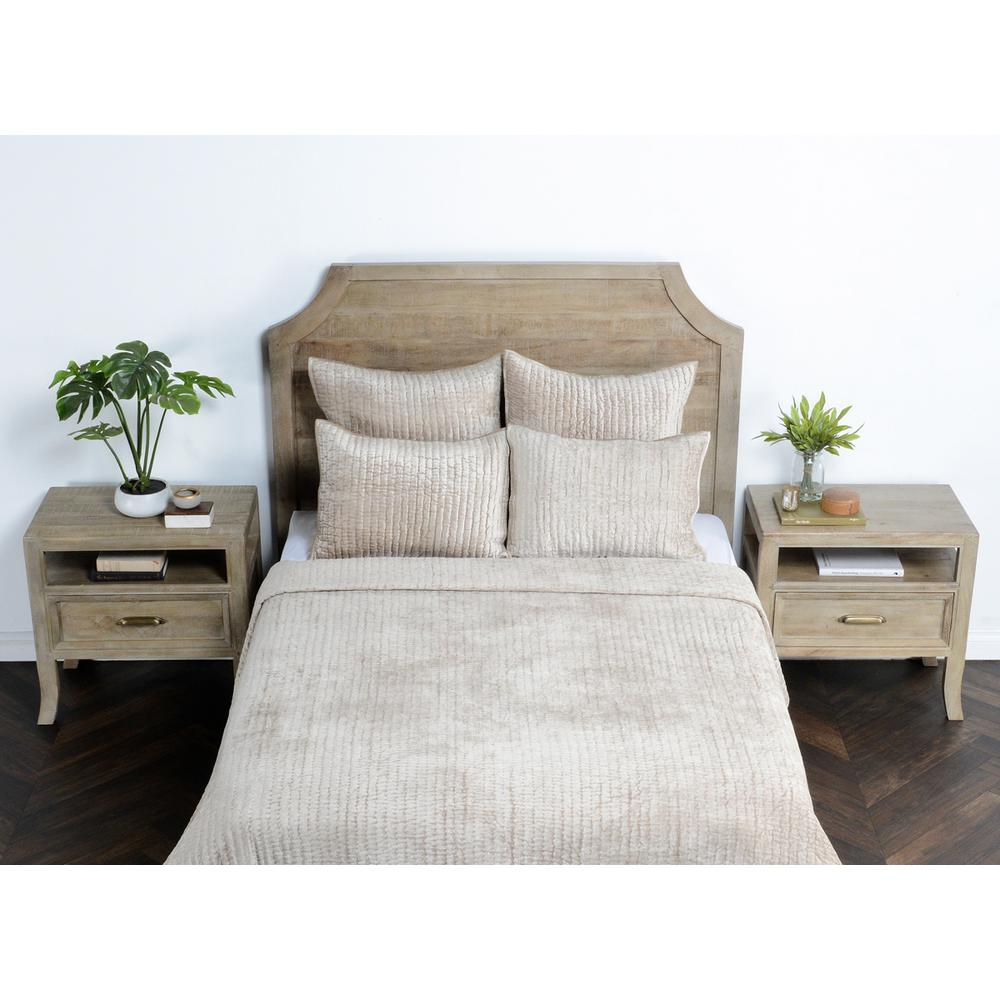 Dimitry 100% Rayon Velvet Pebble Beige Standard Sham by Kosas Home