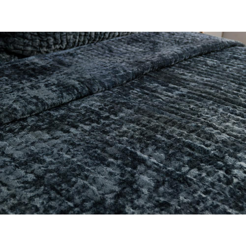 Dimitry 100% Rayon Velvet Ocean Blue King Quilt by Kosas Home