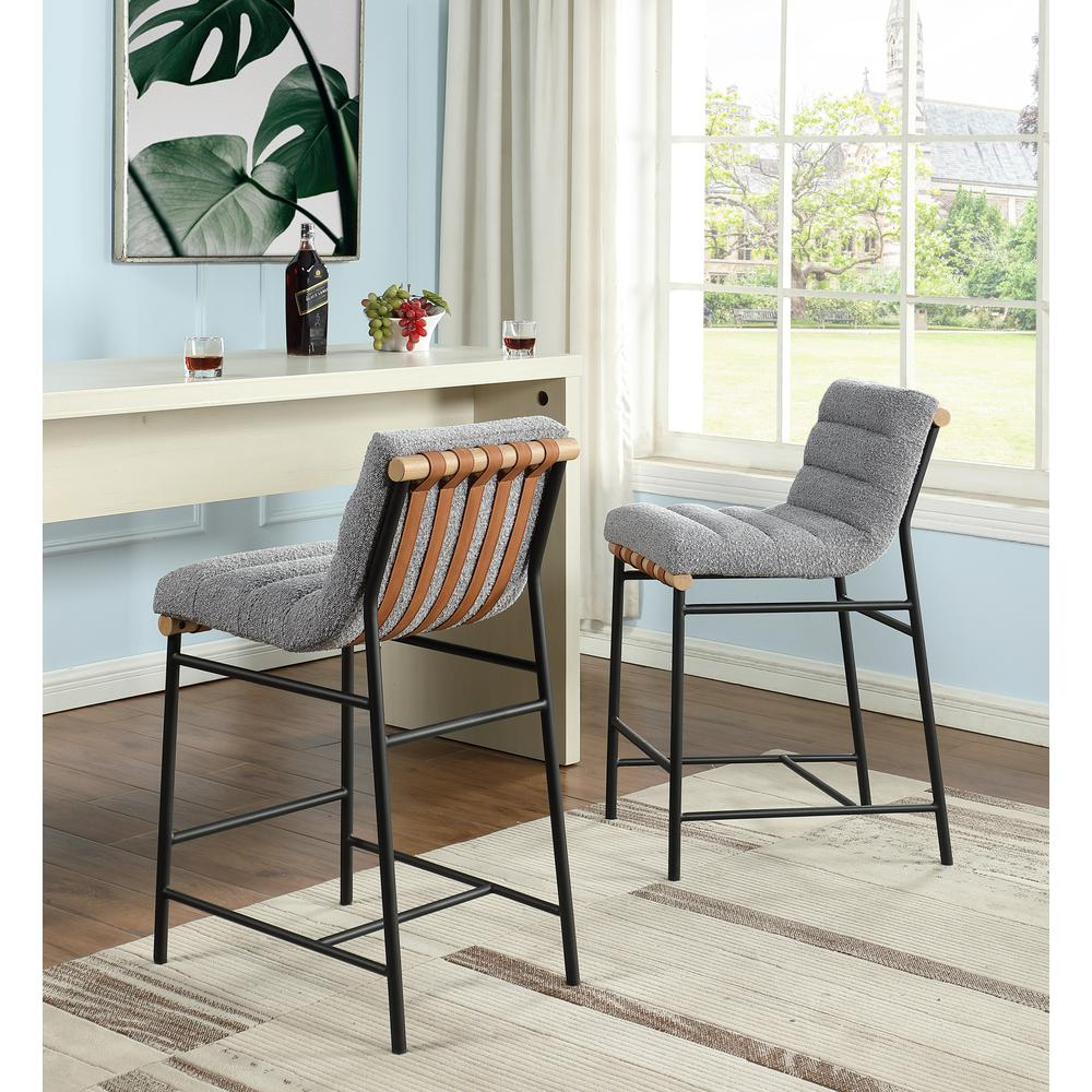 Lahni Gray Boucle Fabric Counter Height Chair
