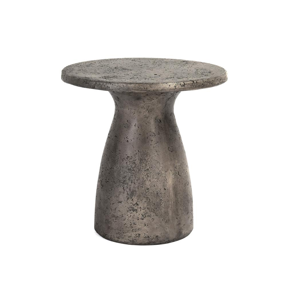 Collins 16" Concrete Outdoor Accent Table in Dark Gray