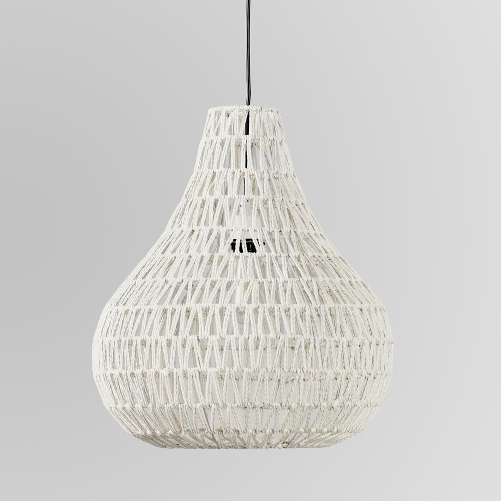 Quaid 1-Light Woven White Pendant By Kosas Home
