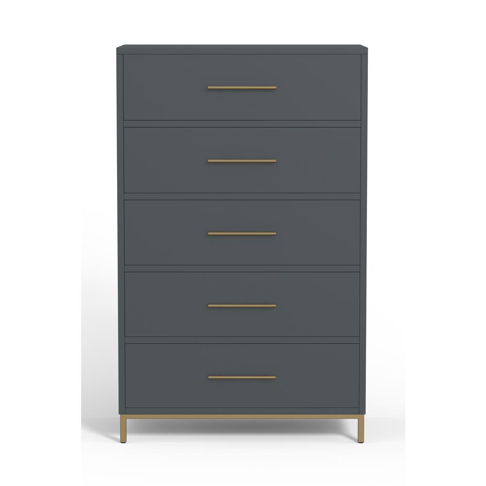 Madelyn Five Drawer Chest, Slate Gray