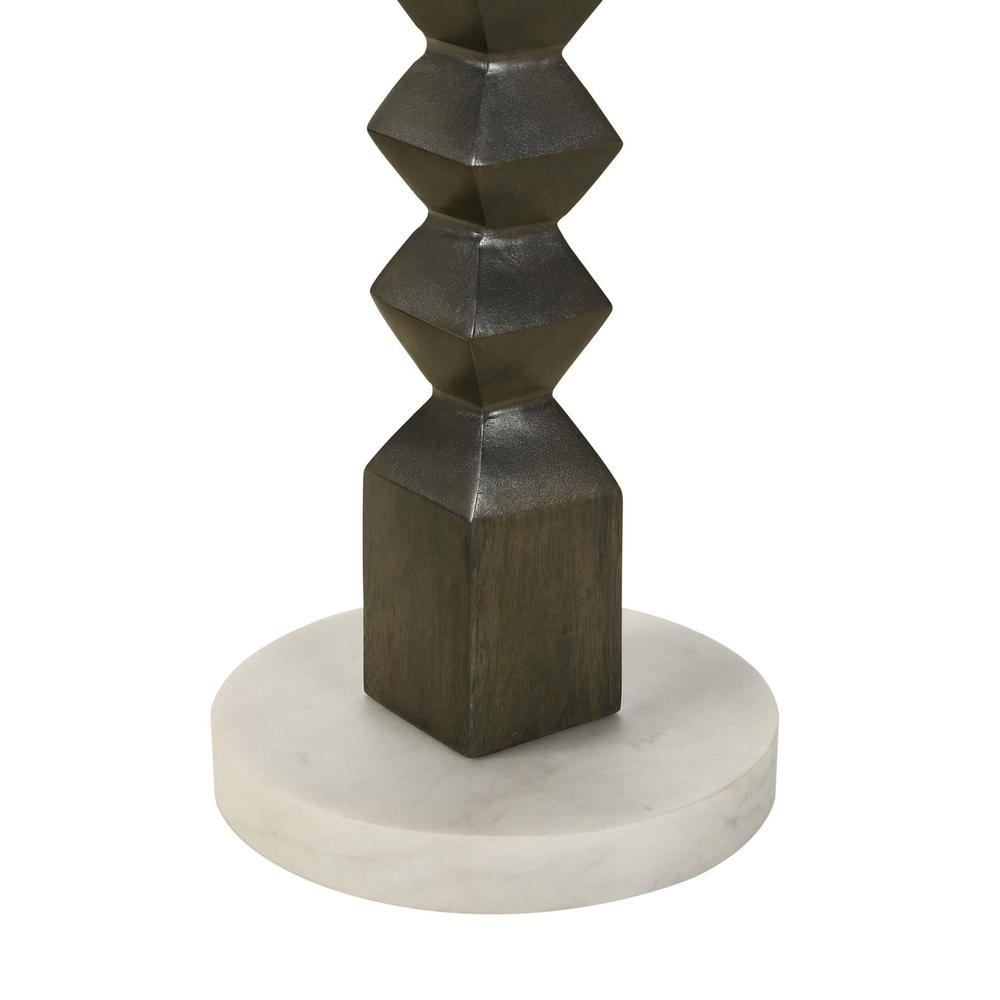 Colette Round Marble Top Side Table White and Dark Grey