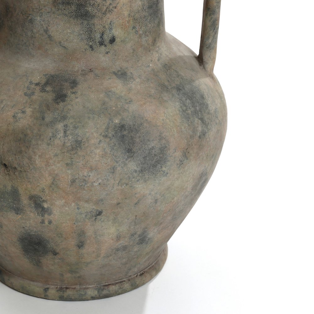 Jalil Rustic Mottled Brown Terracotta 12.1-Inch Vase with Handles