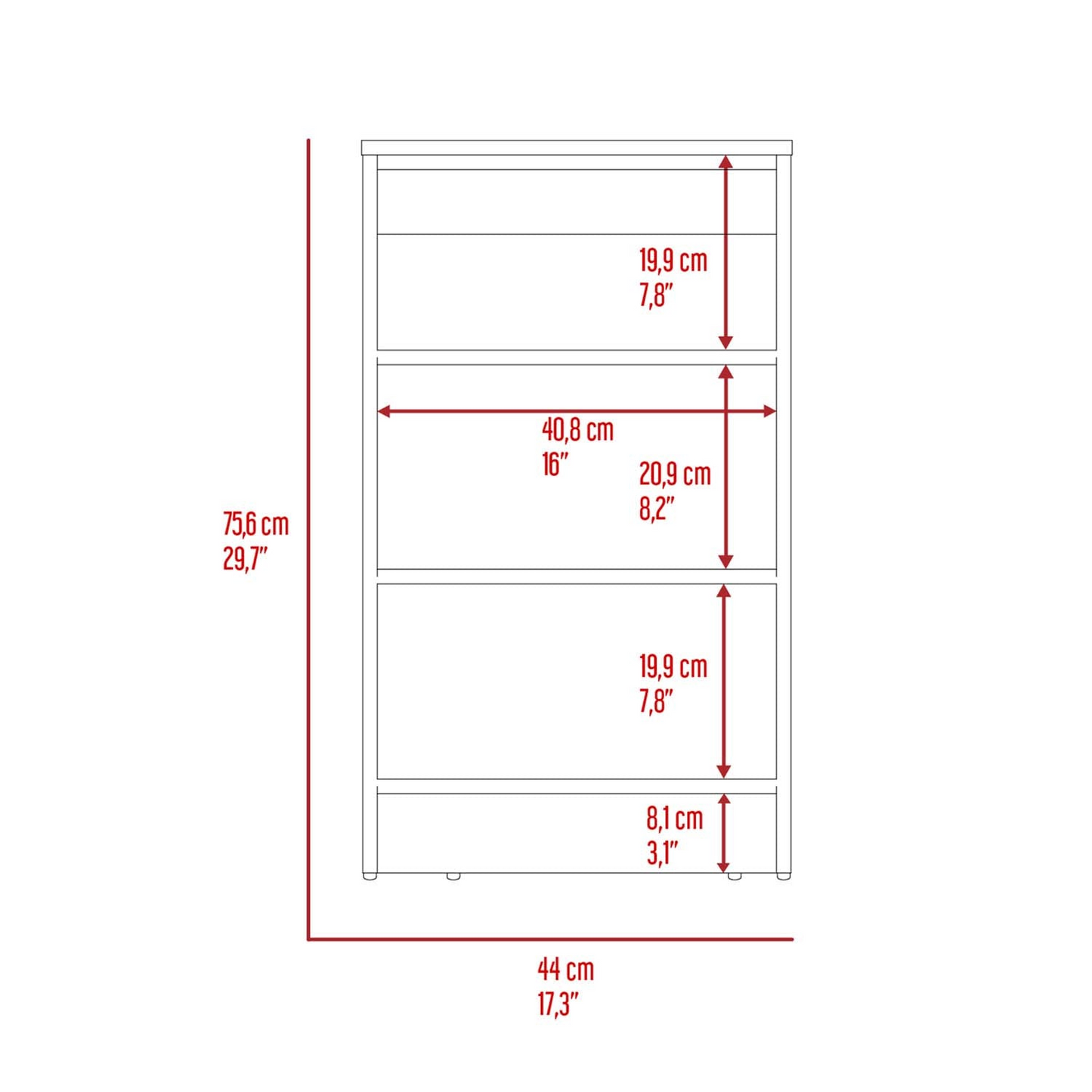 Colyn Linen Cabinet, Four Shelves, Vertical