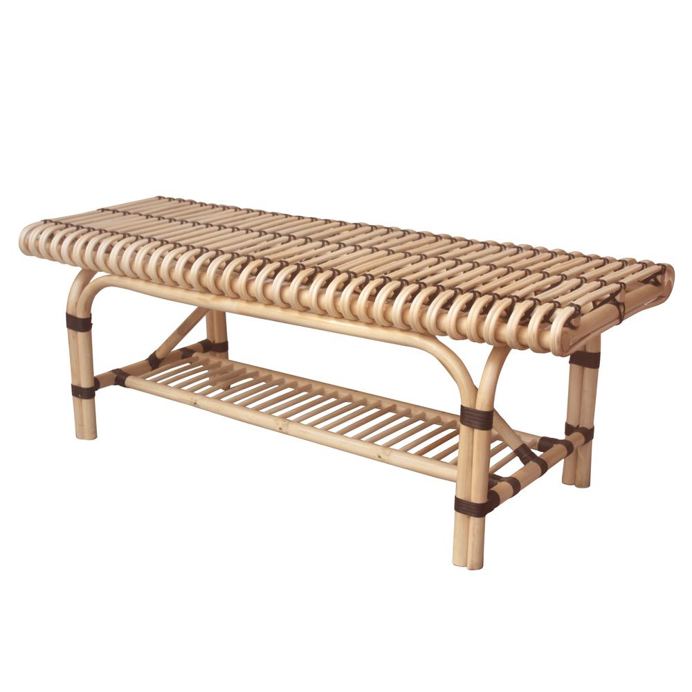 Baza Rattan Bench w/ Shelf