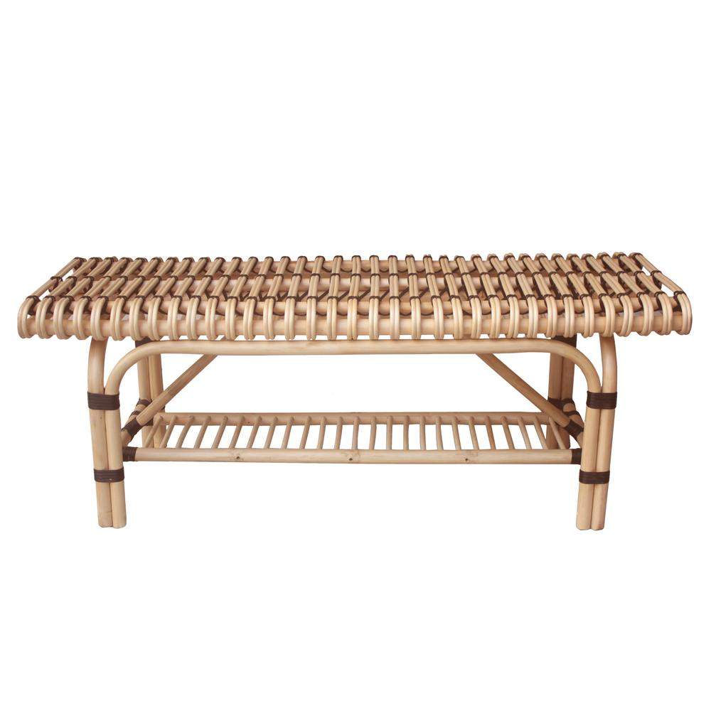 Baza Rattan Bench w/ Shelf