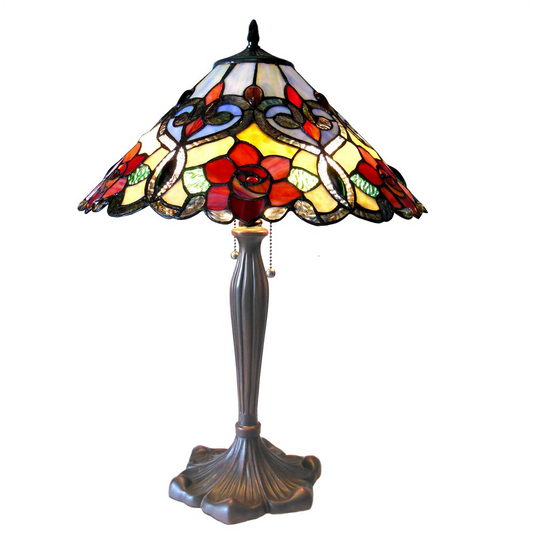 LINDSAY Tiffany-style 2 Light RosesTable Lamp 17" Shade