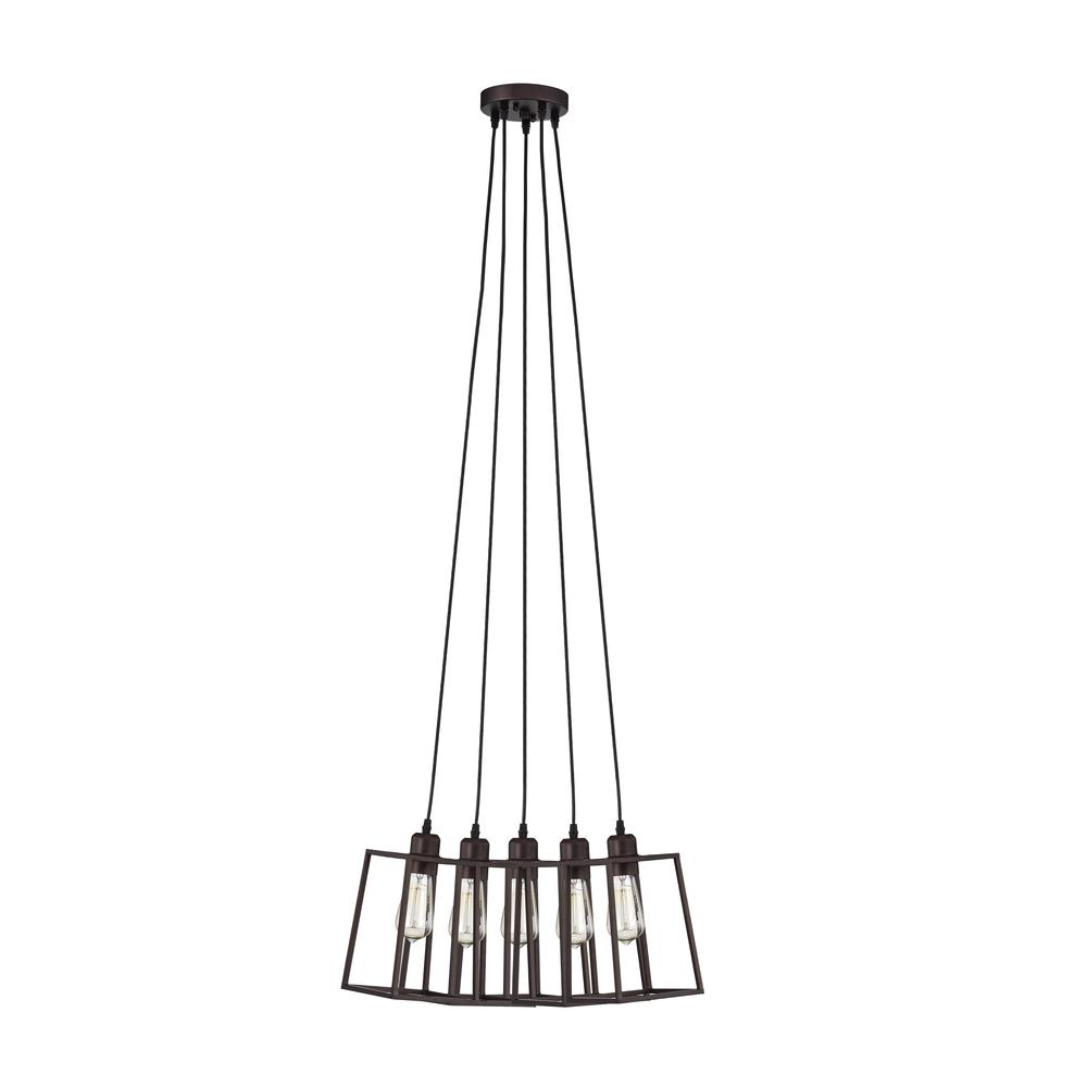 CHLOE Lighting IRONCLAD Industrial 5 Light Oil Rubbed Bronze Large Pendant Ceiling Fixture 18" Wide