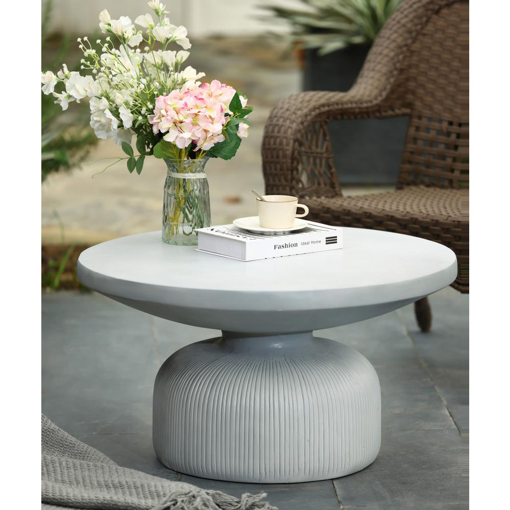 Light Gray MgO Indoor and Outdoor Round Coffee Table