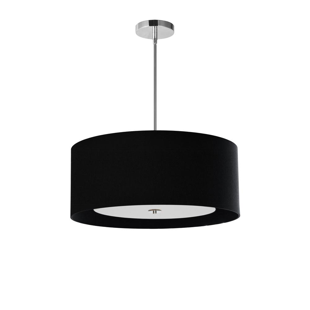 4 Light Helena Pendant PC, Black w/White Diffuser