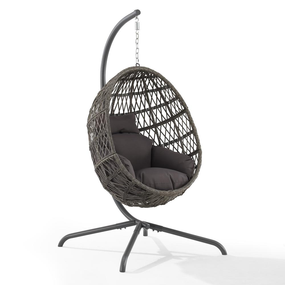 Tess Indoor/Outdoor Wicker Hanging Egg Chair Gray/Driftwood - Egg Chair & Stand