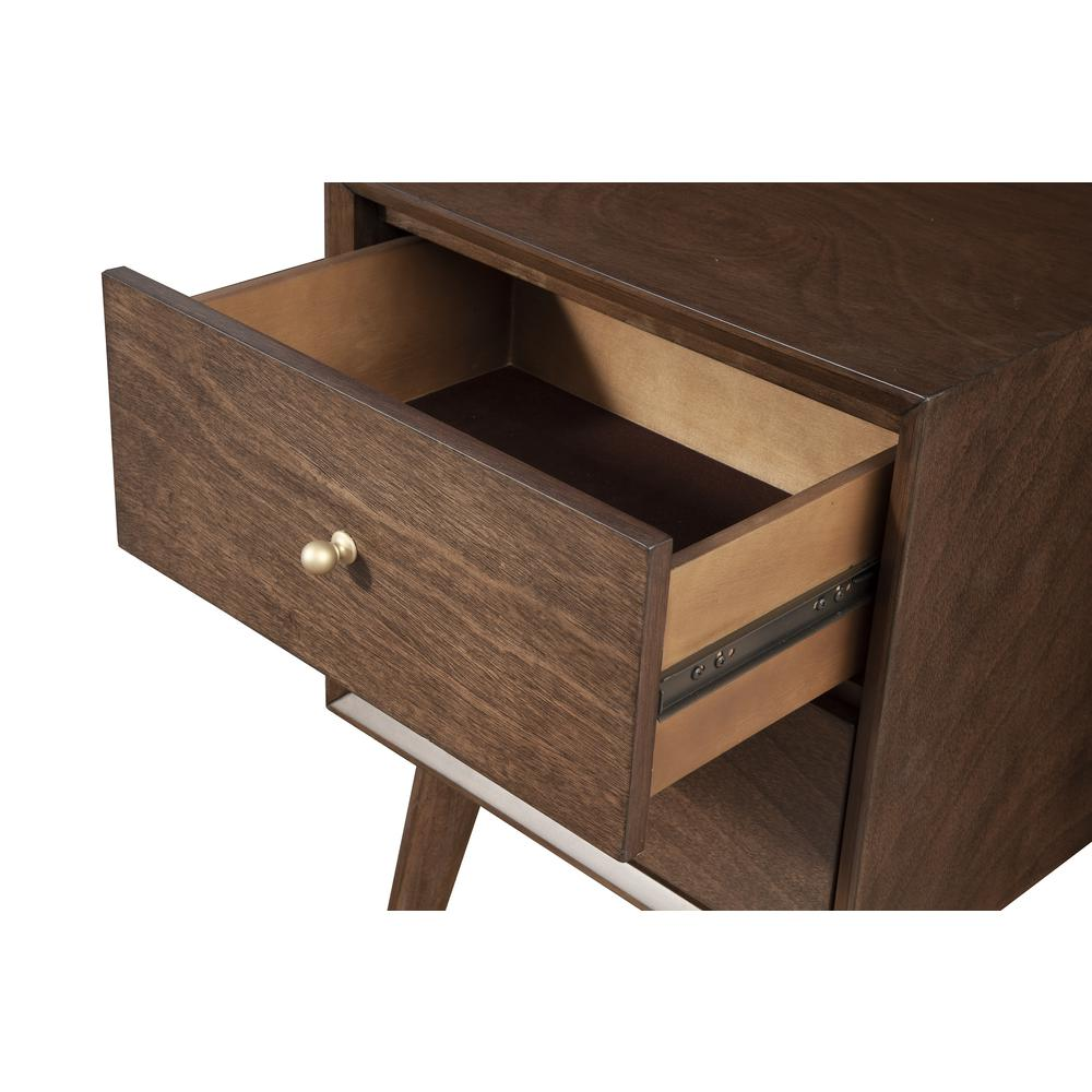 Flynn Mid Century Modern 2 Drawer Nightstand, Walnut