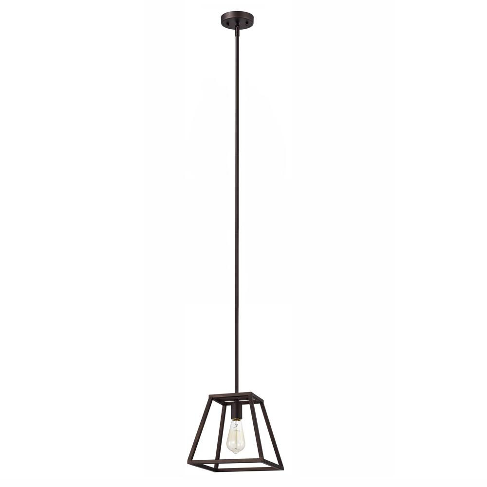 CHLOE Lighting IRONCLAD- Industrial 1 Light Oil Rubbed Bronze Mini Pendant Ceiling Fixture 10" Wide