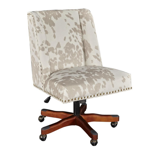 Draper Linen Office Chair, Light Cow Print