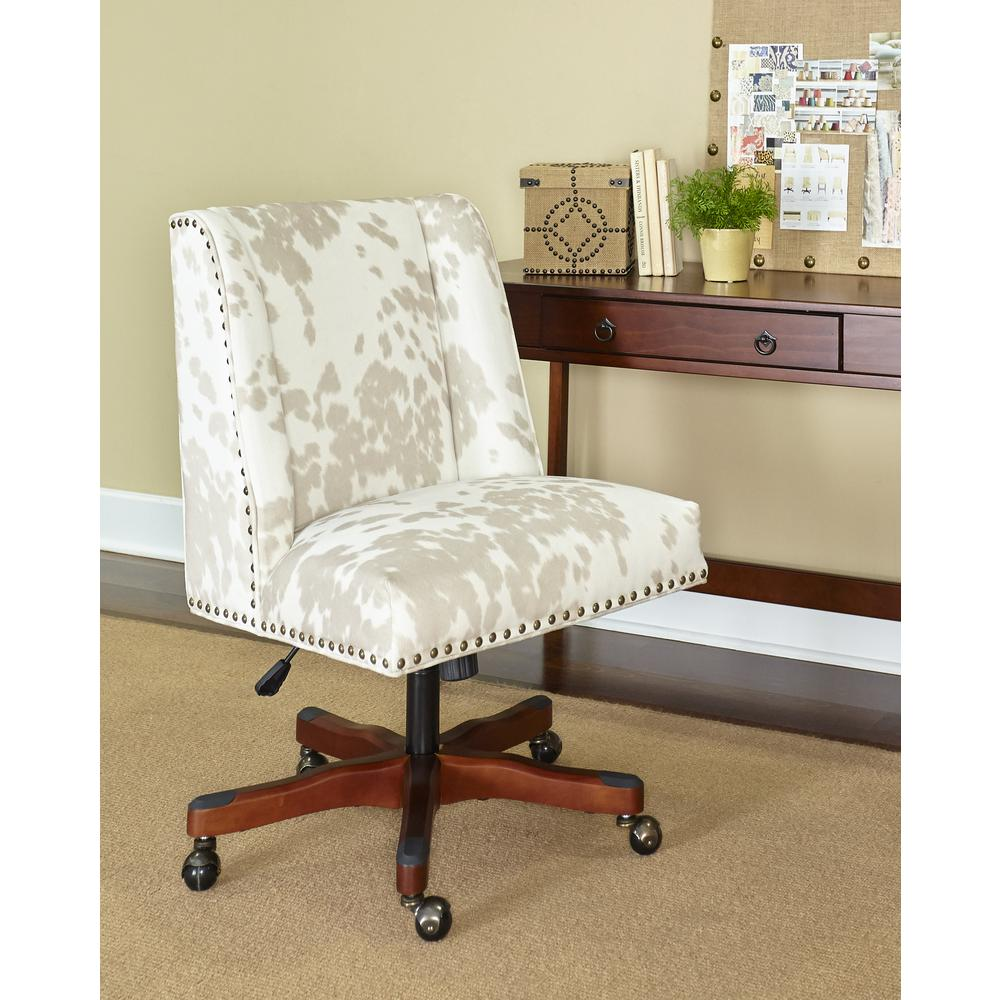 Draper Linen Office Chair, Light Cow Print