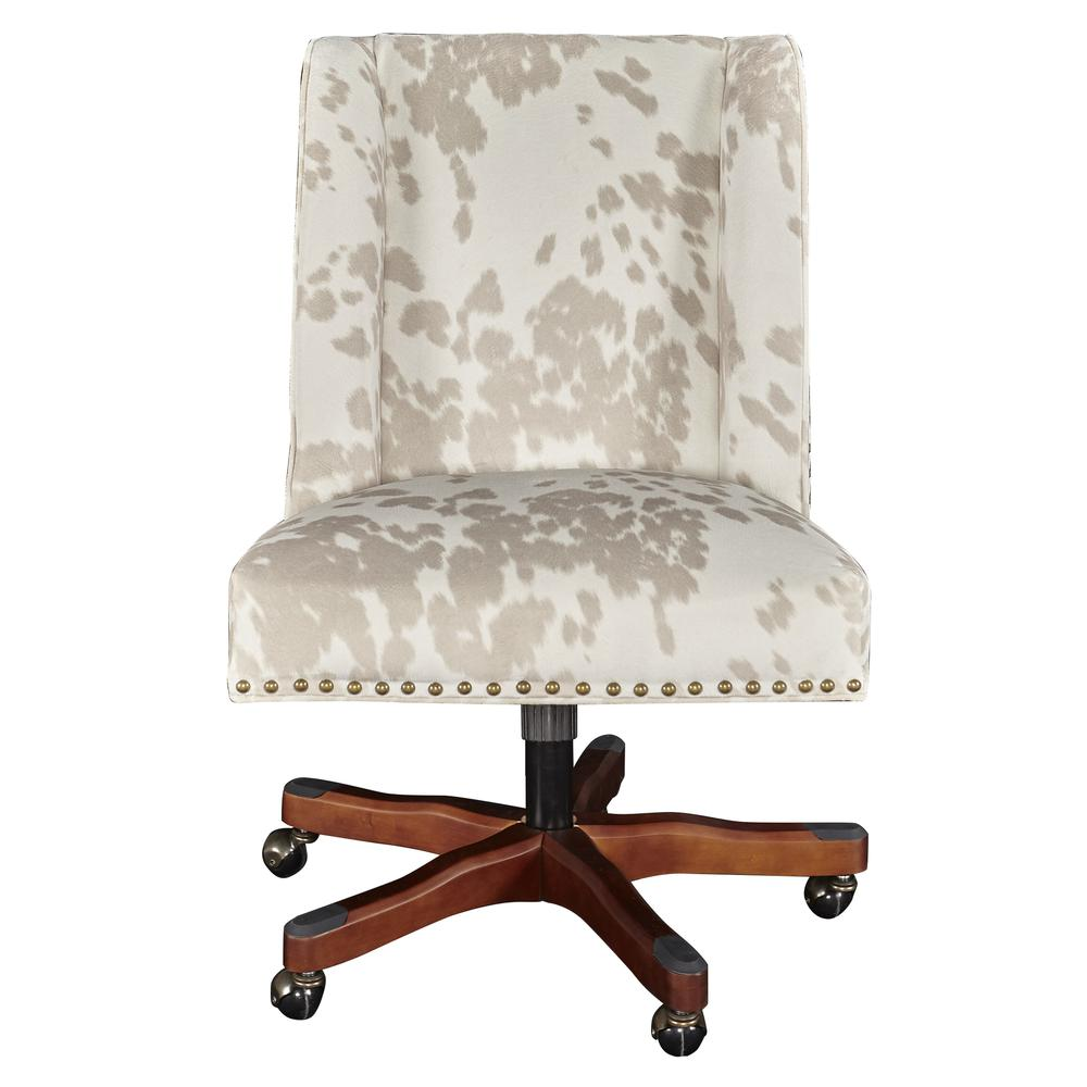 Draper Linen Office Chair, Light Cow Print