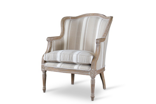 Charlemagne Traditional French Accent Chair-Oak (Brown Stripe)