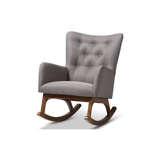 Waldmann Mid-Century Modern Grey Fabric Upholstered Rocking Chair