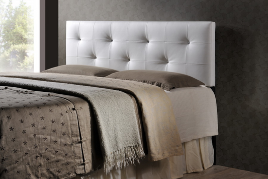 Dalini Modern and Contemporary Queen White Faux Leather Headboard