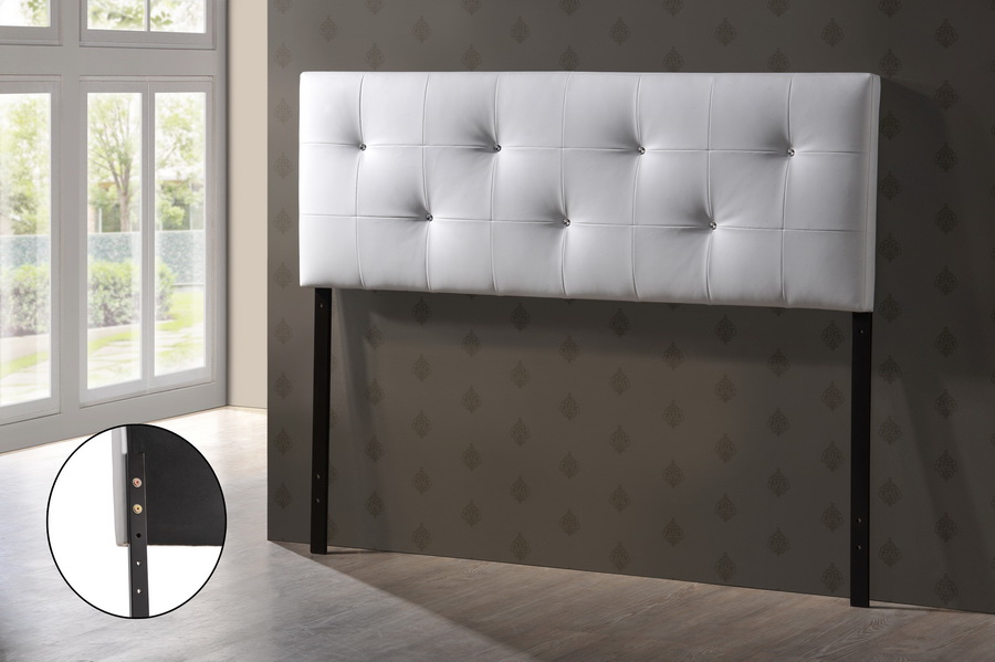 Dalini Modern and Contemporary Queen White Faux Leather Headboard