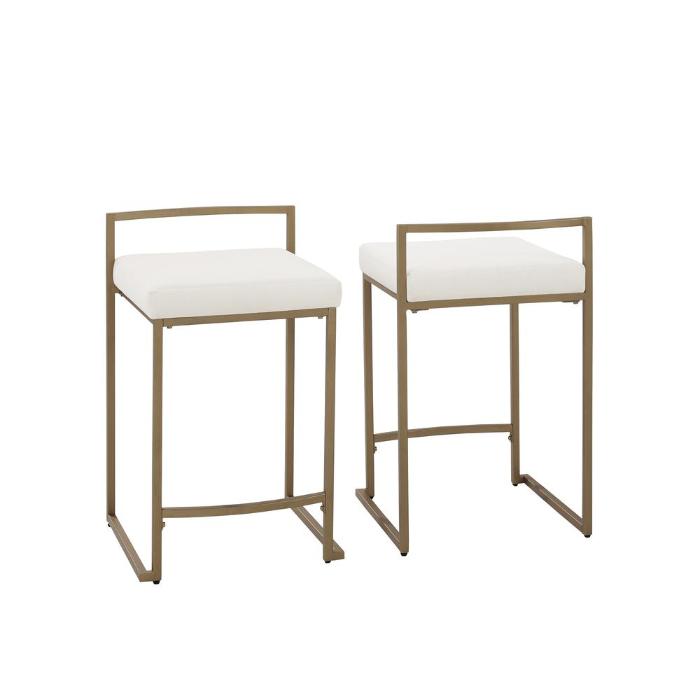 Harlowe 2Pc Counter Stool Set Creme/ Gold - 2 Stools