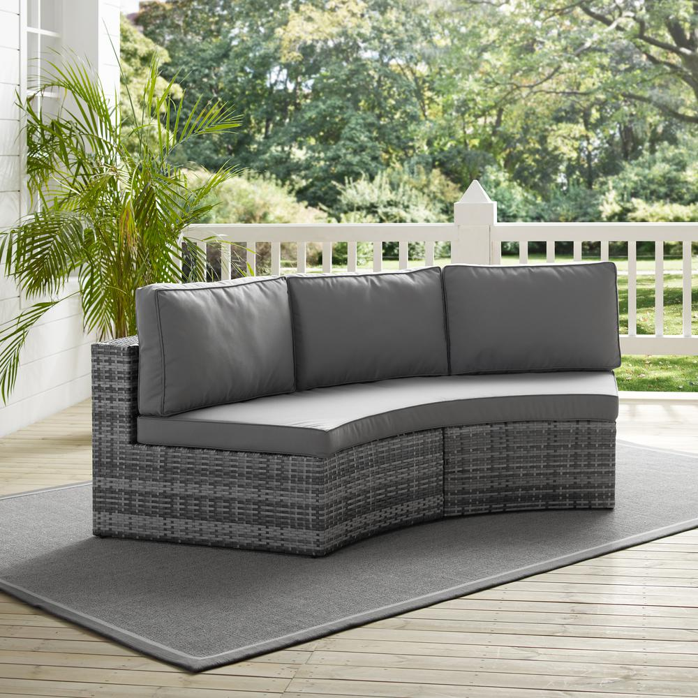 Catalina Outdoor Wicker Round Sectional Sofa Gray