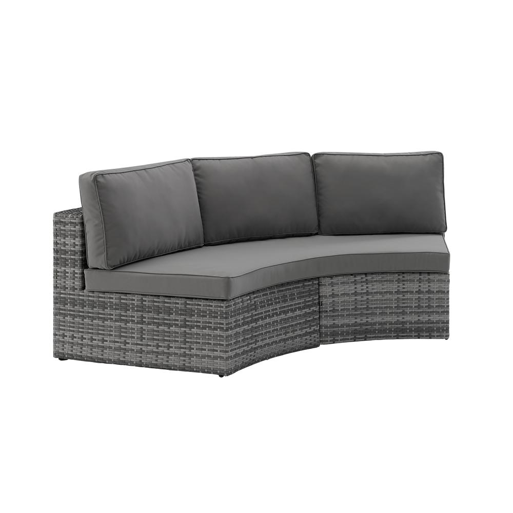 Catalina Outdoor Wicker Round Sectional Sofa Gray