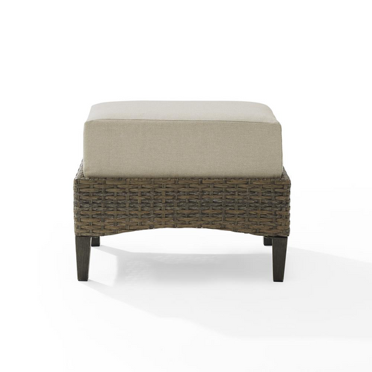 Rockport Outdoor Wicker Ottoman Oatmeal/Light Brown