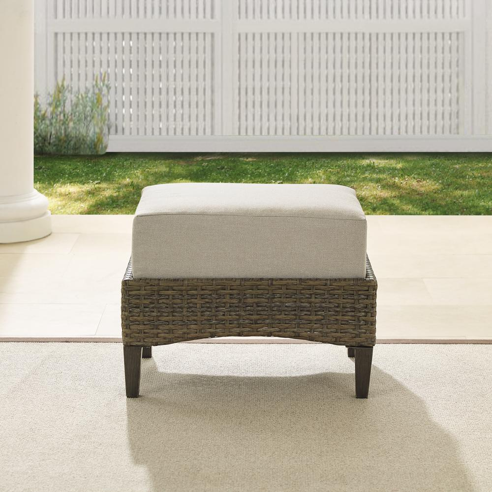 Rockport Outdoor Wicker Ottoman Oatmeal/Light Brown