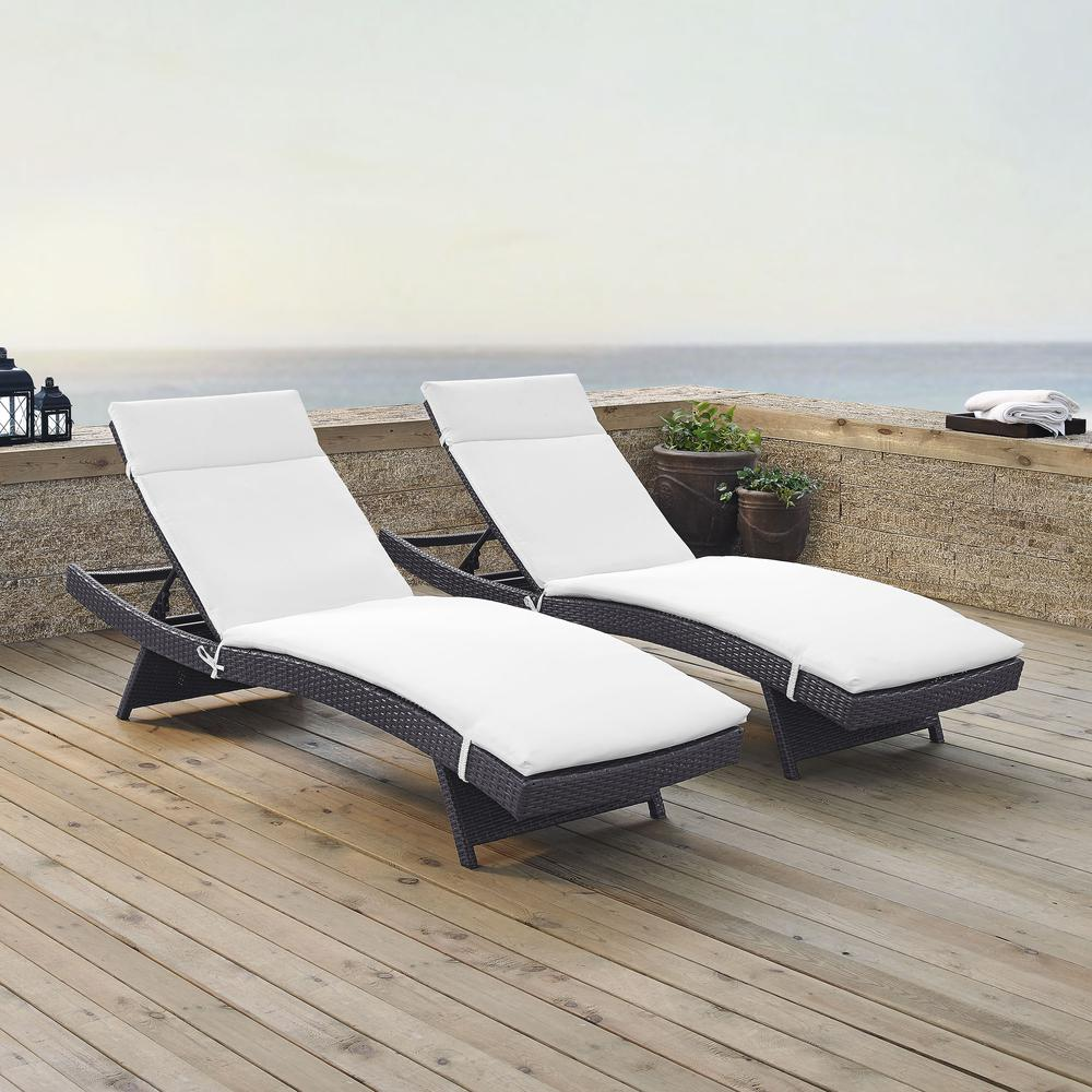 Biscayne Outdoor Wicker Chaise Lounge White/Brown