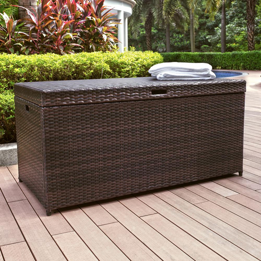 Palm Harbor Outdoor Wicker Storage Bin Brown