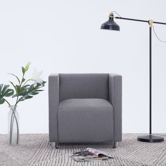 Sal Cube Armchair Light Gray Fabric