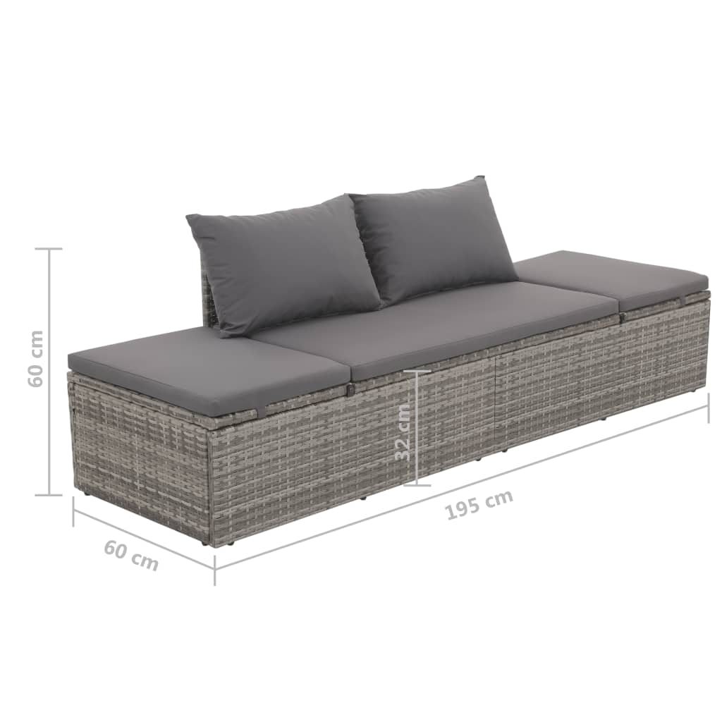 Amias Patio Bed Gray Poly Rattan