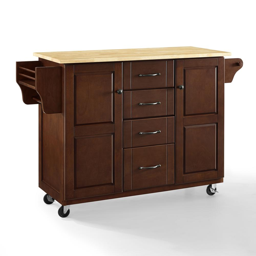 Eleanor Wood Top Kitchen Cart Mahogany/Natural