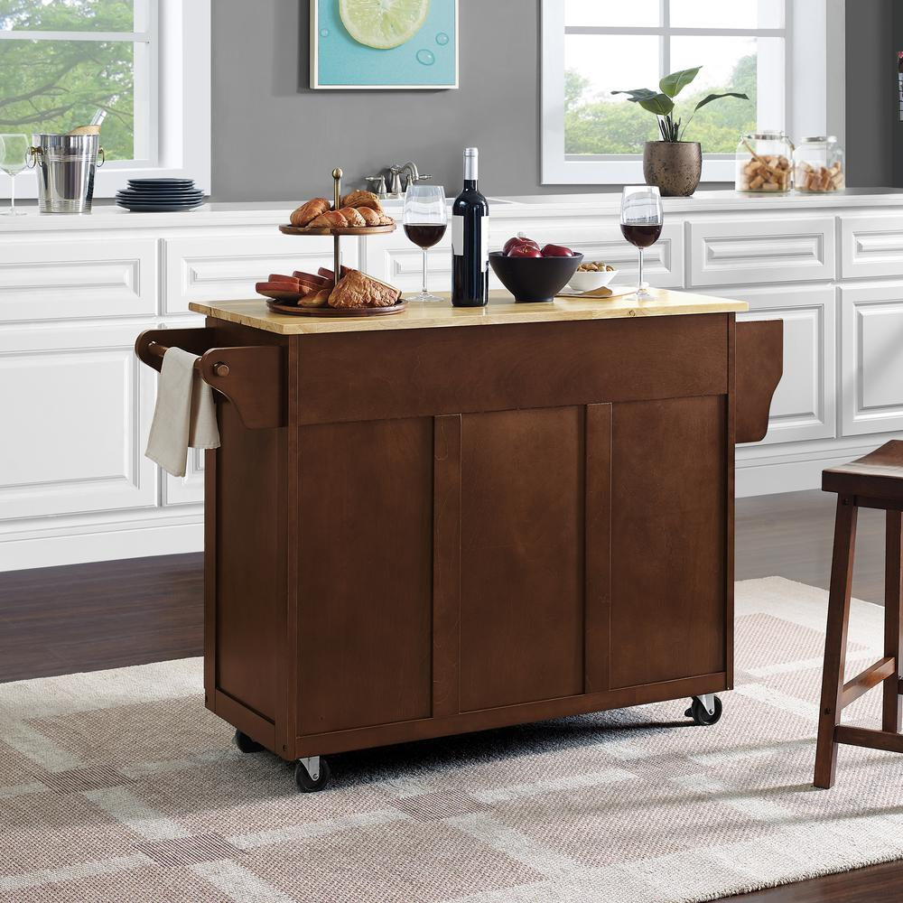 Eleanor Wood Top Kitchen Cart Mahogany/Natural