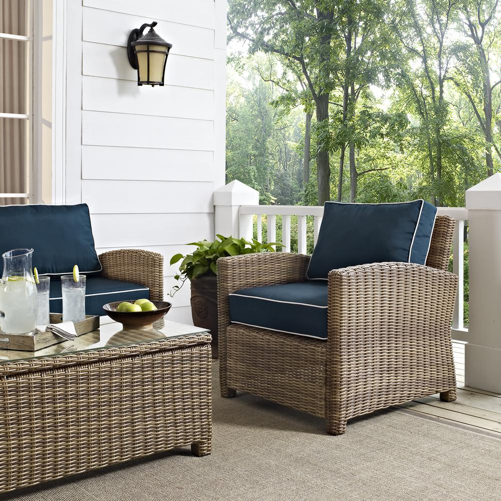 Wren 5Pc Outdoor Wicker Sectional Set Navy/Weathered Brown