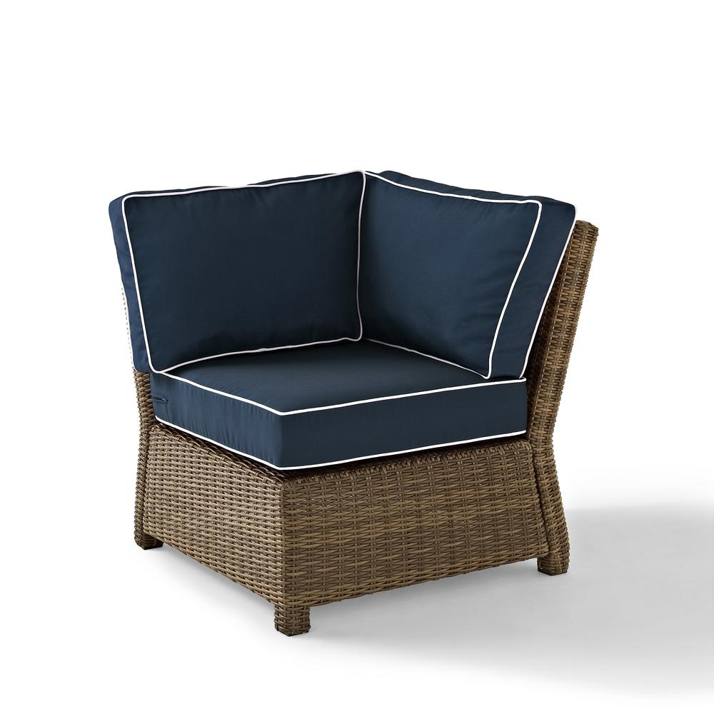 Wren 5Pc Outdoor Wicker Sectional Set Navy/Weathered Brown