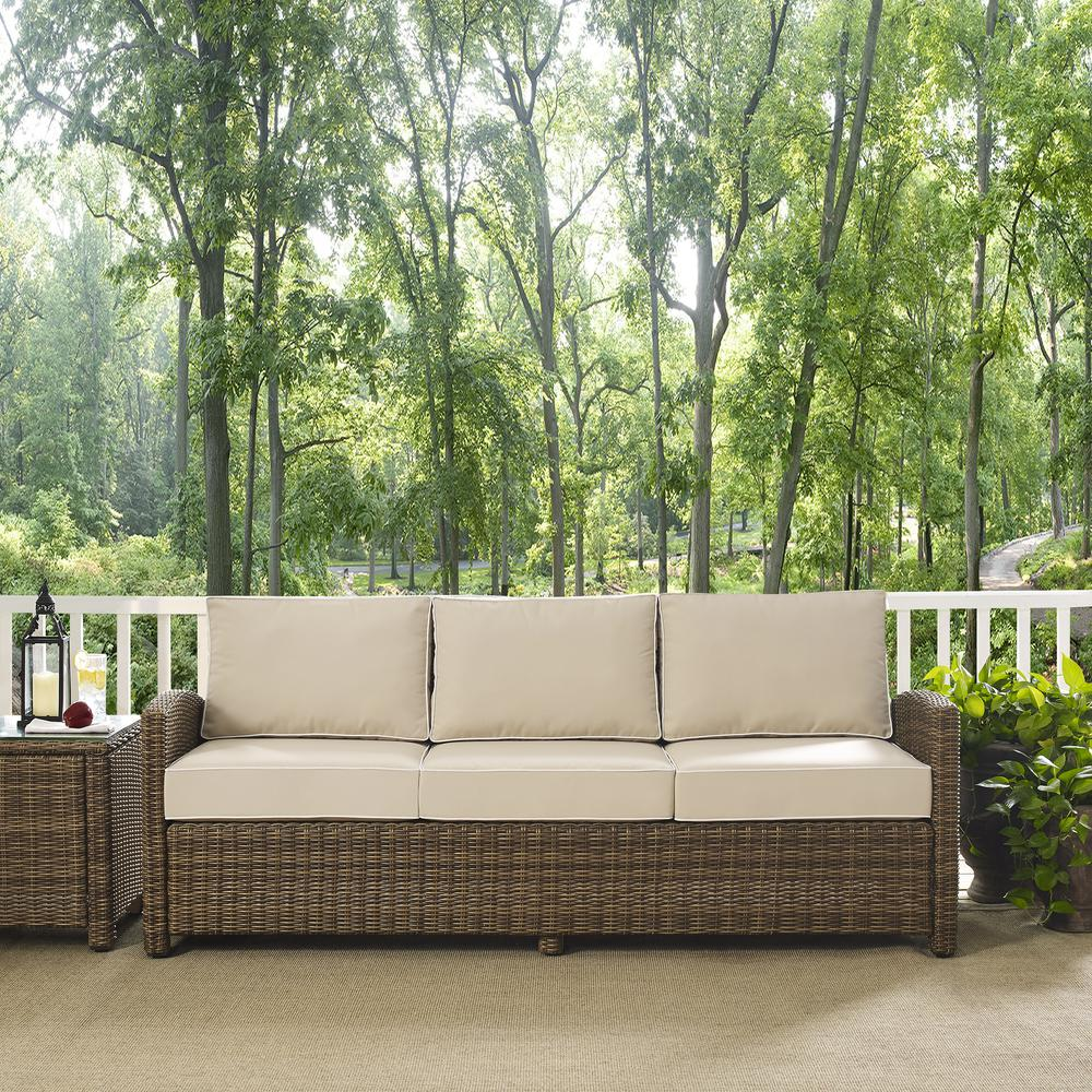 Bradenton Outdoor Wicker Sofa Sand/Weathered Brown