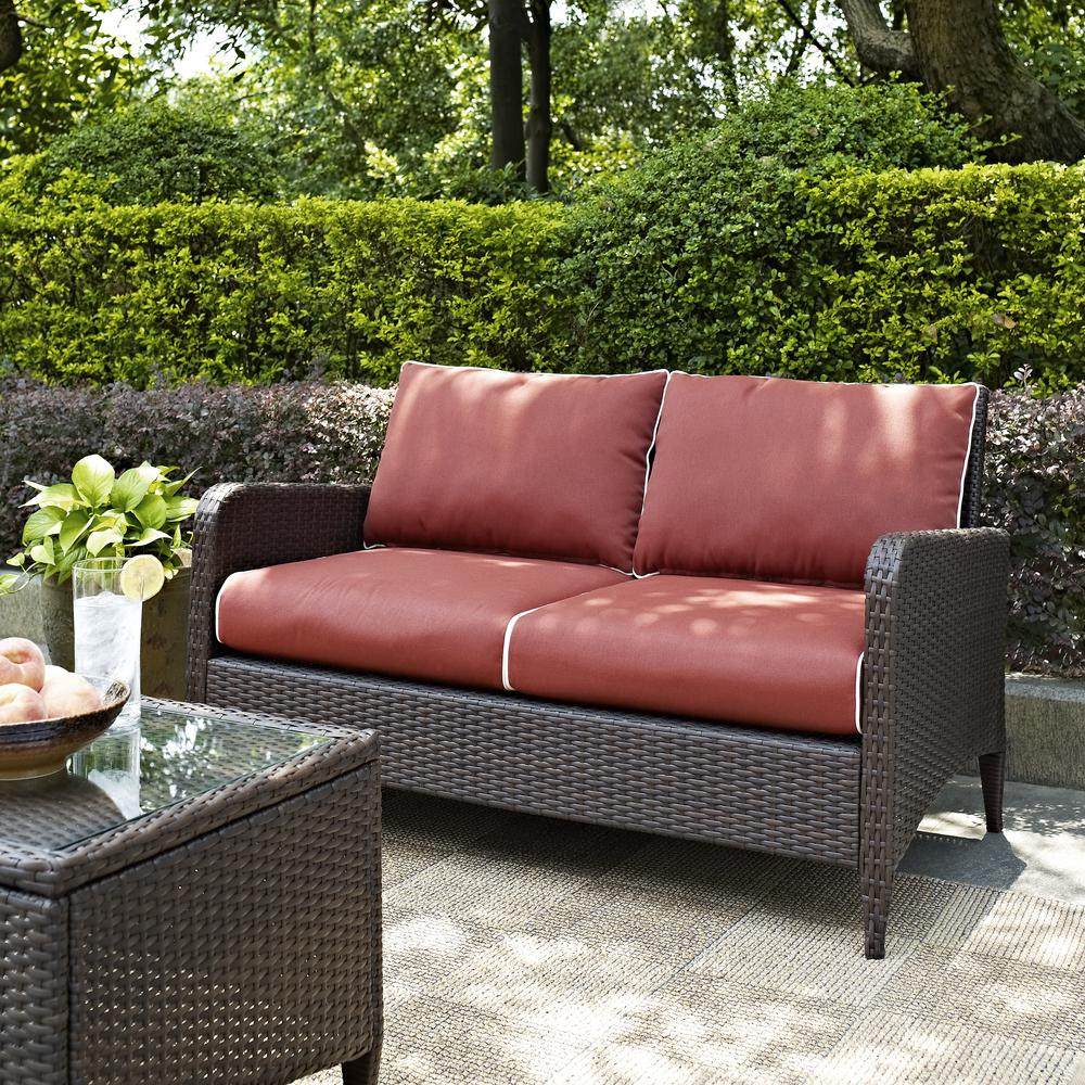 Kiawah Outdoor Wicker Loveseat Sangria/Brown