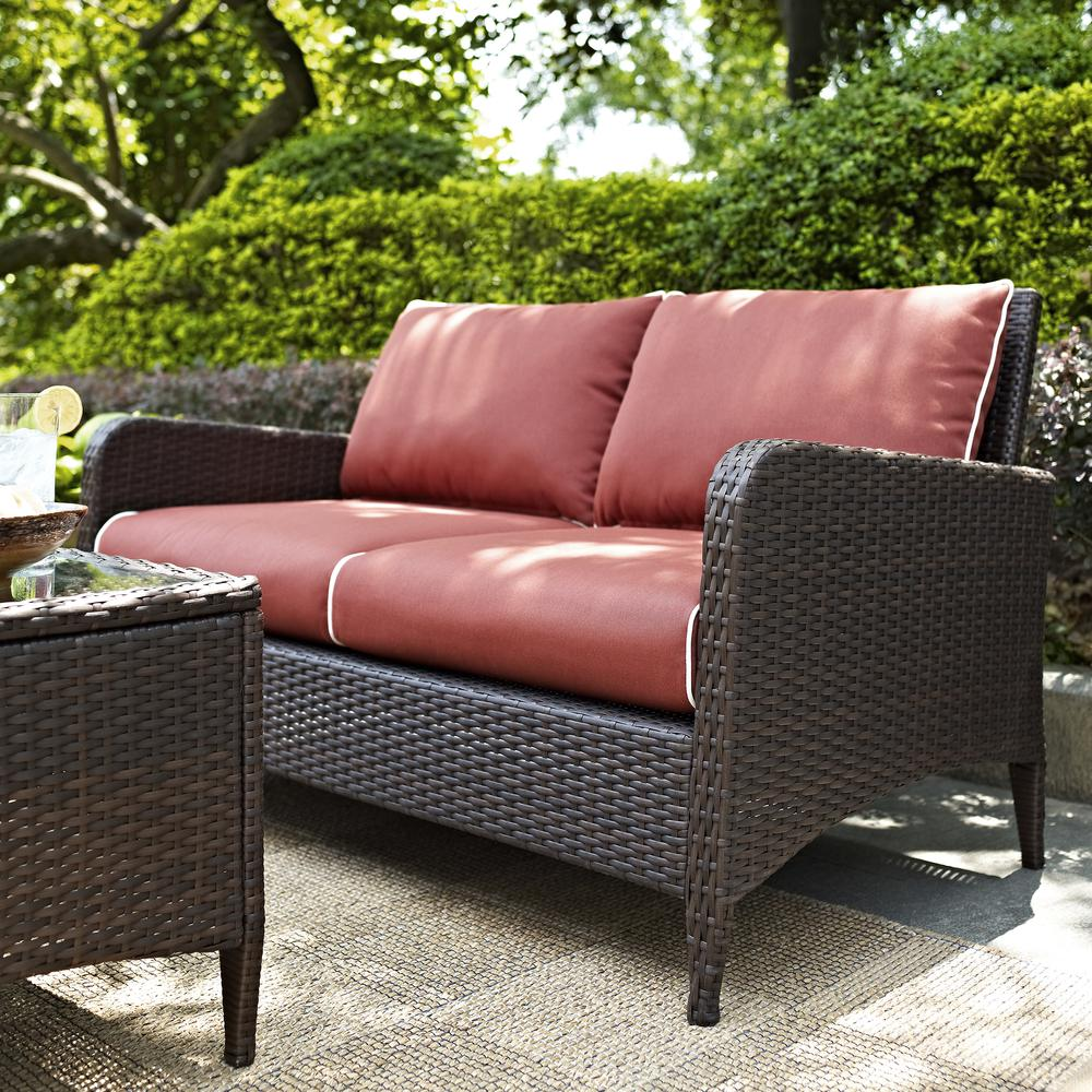 Kiawah Outdoor Wicker Loveseat Sangria/Brown