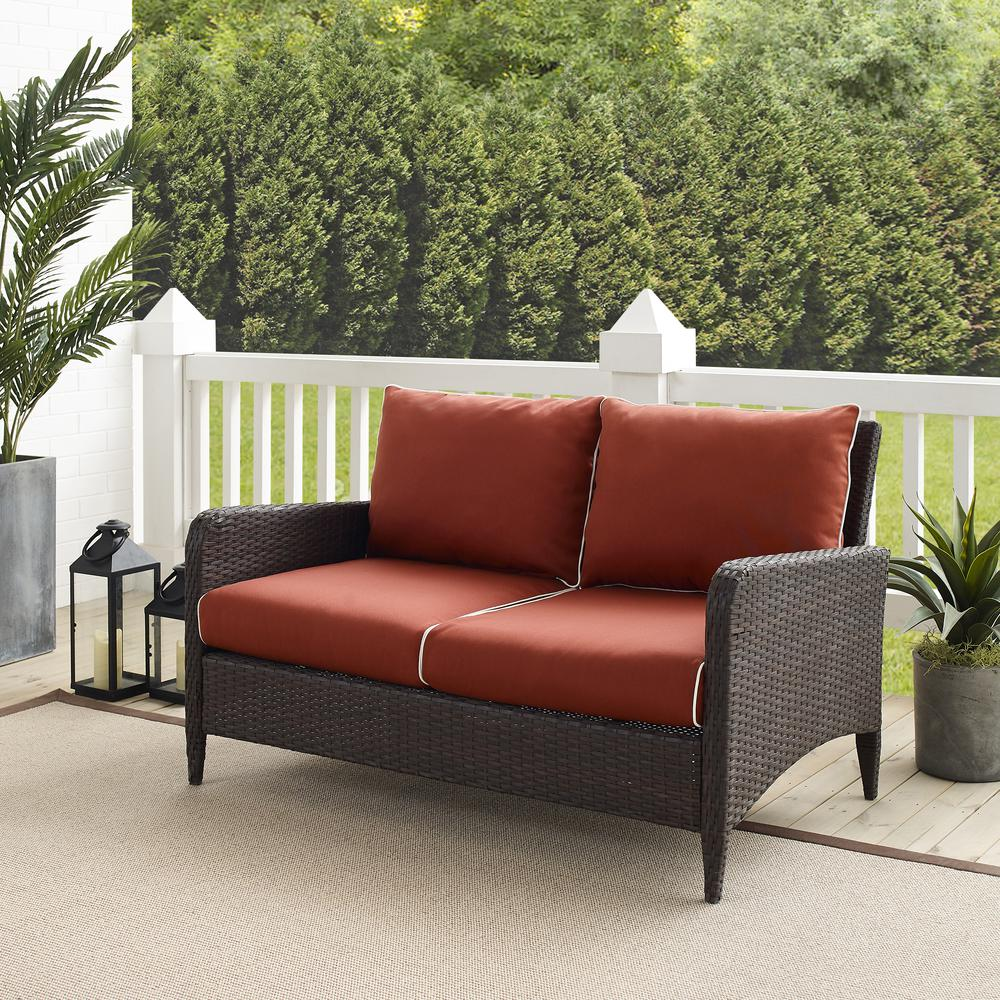 Kiawah Outdoor Wicker Loveseat Sangria/Brown