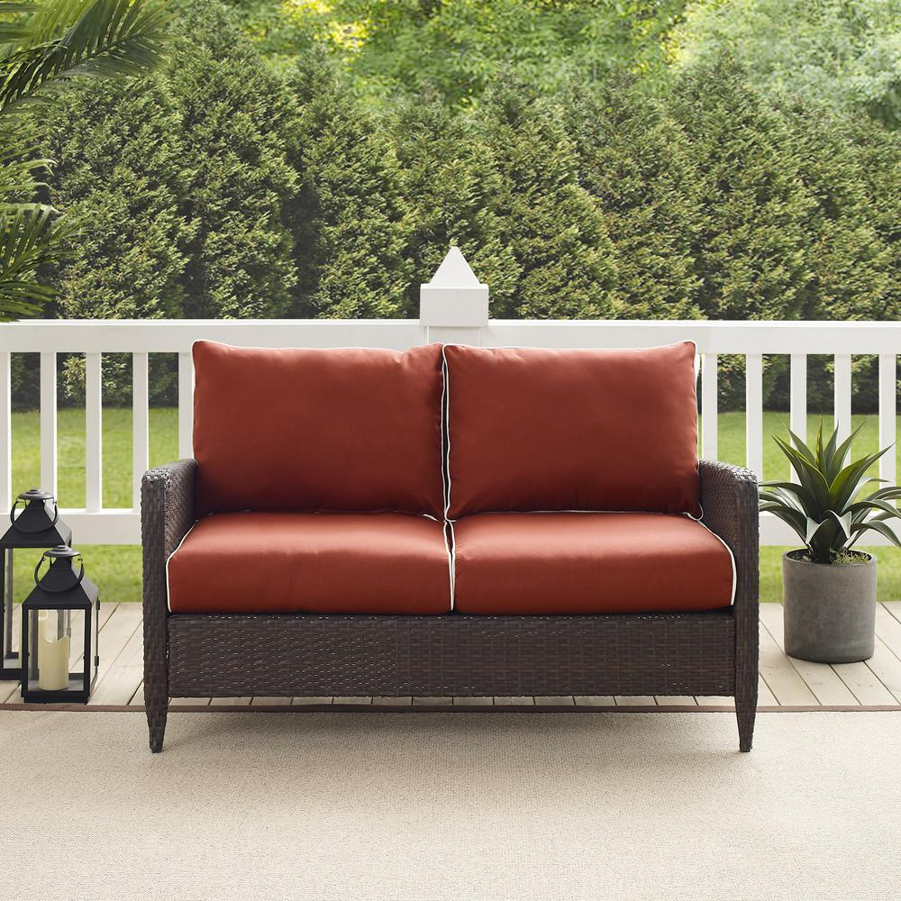 Kiawah Outdoor Wicker Loveseat Sangria/Brown